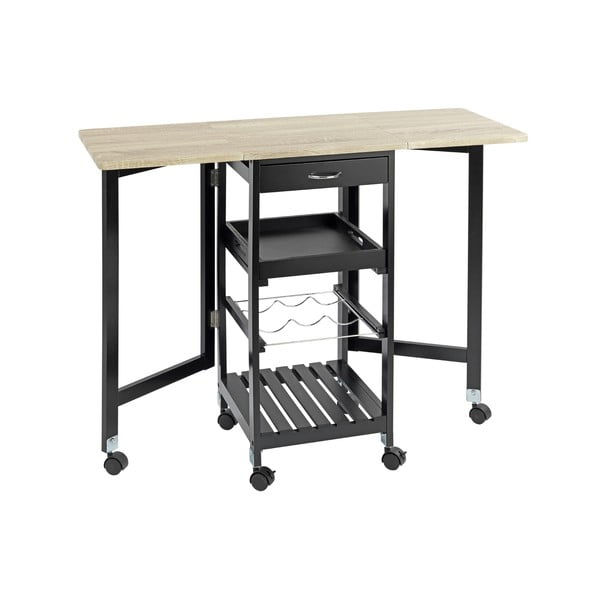 Melns/dabīga toņa vīna skapis ar ozolkoka imitāciju pudeļu skaits 3, 97x77 cm – Maximex