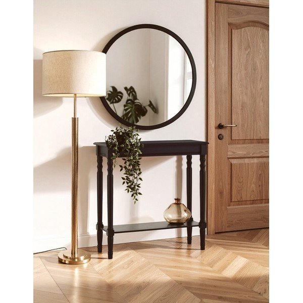 Melns priedes masīvkoka konsoles galds 30x80 cm Heritage – Premier Housewares-image-1