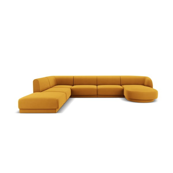 Sinepju dzeltens samta stūra dīvāns (ar kreiso stūri/"U" veida) Miley  – Micadoni Home