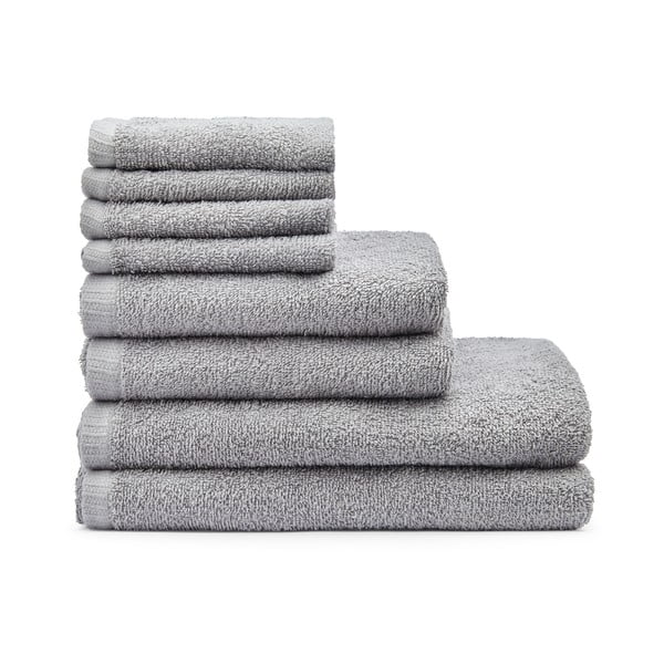 Pelēki ātri žūstoši/frotē kokvilnas dvieļi komplektā (8 gab.) Quick Dry – Catherine Lansfield