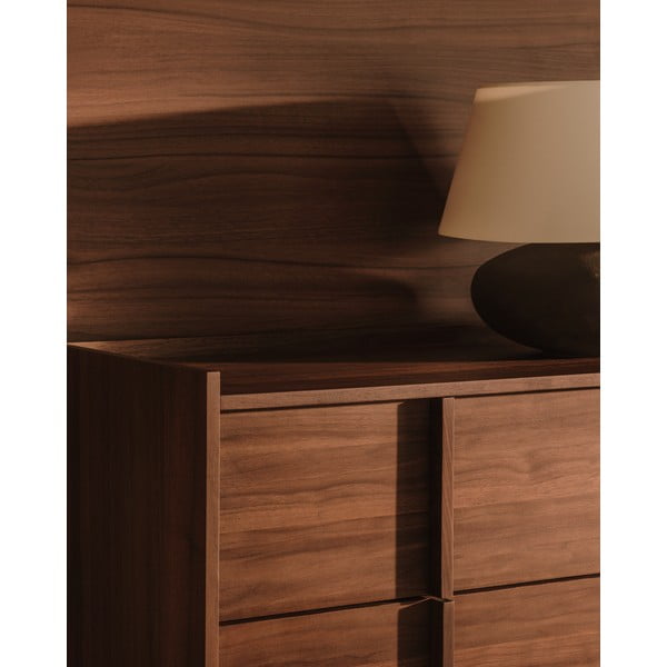 Brūna kumode ar riekstkoka imitāciju 100x78x50 cm Onix – Kave Home-image-2