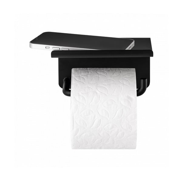Melns nerūsējošā tērauda sienas tualetes papīra turētājs Modo – Blomus