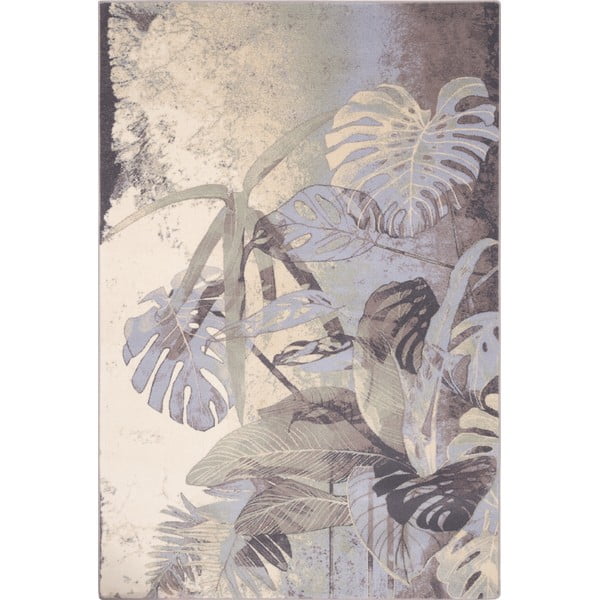 Pelēks/krēmkrāsas vilnas paklājs 160x240 cm Plants – Agnella