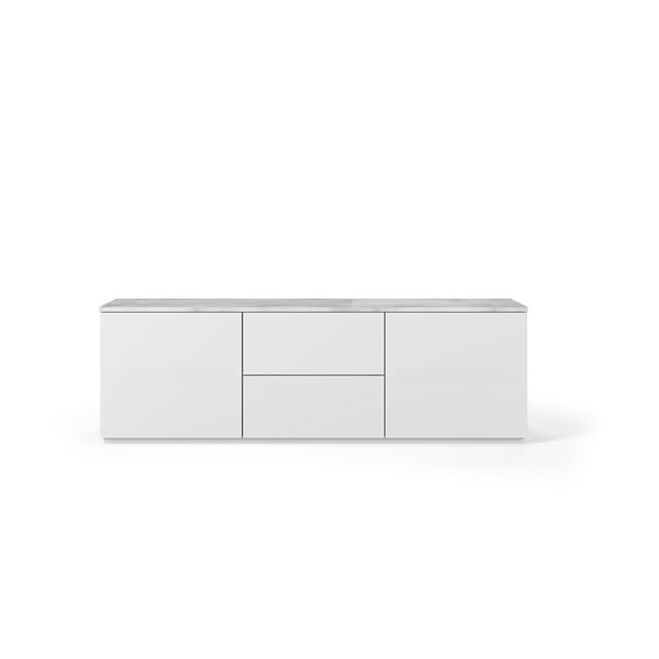 Balts TV galds ar marmora imitācijas virsmu, 180 x 57 cm Join – TemaHome