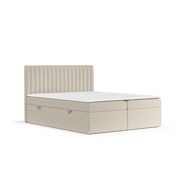 Bēša atsperu gulta ar veļas kasti 180x200 cm Spencer – Maison de Rêve