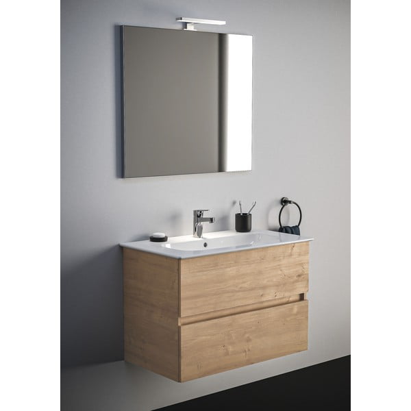 Dabīga toņa piekarams skapītis zem izlietnes ar ozolkoka imitāciju 80x55 cm Eurovit+ – Ideal Standard-image-1