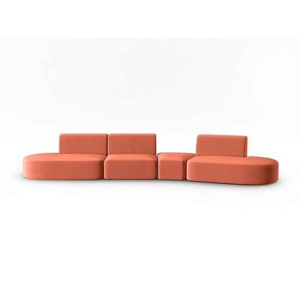 Rozā samta dīvāns ar labo stūri 428 cm Paolo – Milo Casa
