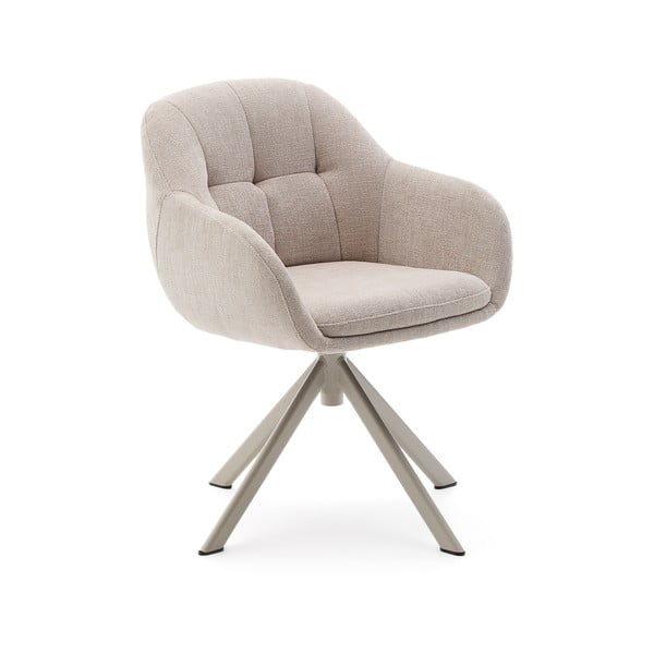 Bēšs polsterēts ēdamistabas krēsls ar roku balstiem Dorina – Kave Home