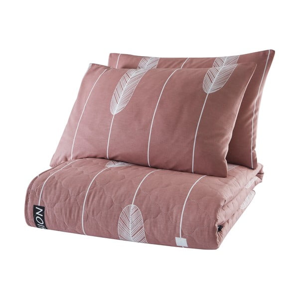 Rozā kokvilnas gultas pārklājs ar 2 spilvendrānām Mijolnir Modena, 225 x 240 cm