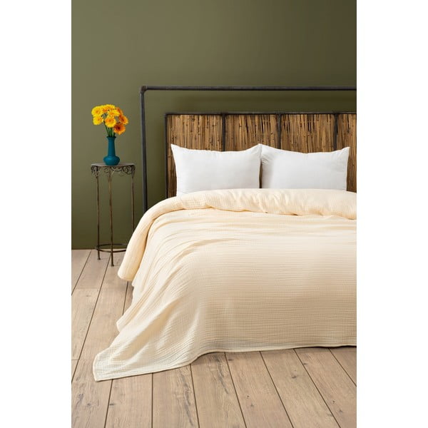 Krēmkrāsas muslīna gultas pārklājs 170x250 cm Muslin – Mijolnir