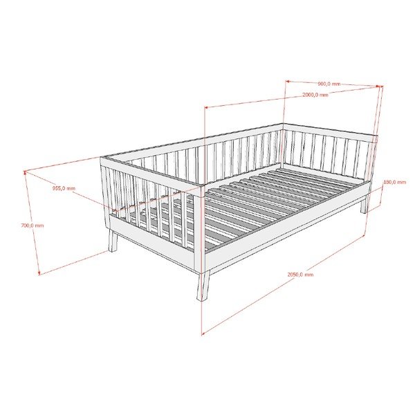 Bēša priedes masīvkoka bērnu gulta ar redelēm 90x200 cm Sezane – Vipack-image-2