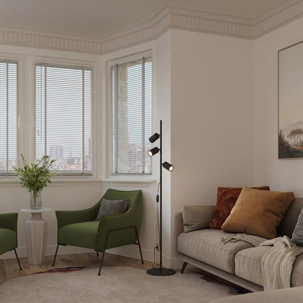 Melna alumīnija stāvlampa ar saliekamu konstrukciju (augstums 155 cm) Gleam – Sollux-image-1