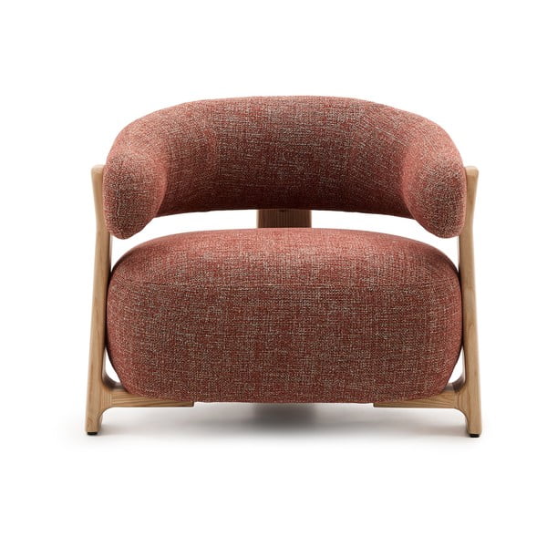 Terakotas oranžs atpūtas krēsls no šenila auduma Granite – Kave Home-image-2