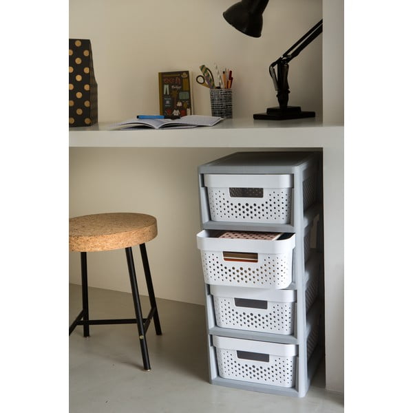 Balts/pelēks plastmasas plaukts uz riteņiem 29,5x65,5 cm Infinity – Curver-image-1