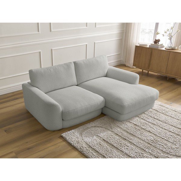 Gaiši pelēks stūra dīvāns no buklē auduma (ar labo stūri/ar zvilni) Leonore – Bobochic Paris-image-3