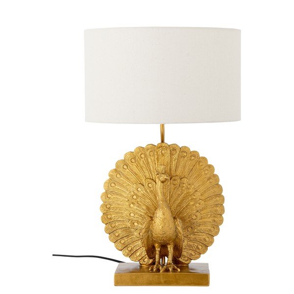 Zelta krāsas galda lampa ar auduma abažūru (augstums 58,5 cm) Peacock – Bloomingville