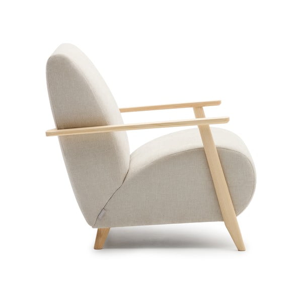 Bēšs/krēmkrāsas atpūtas krēsls no šenila auduma Meghan – Kave Home-image-4