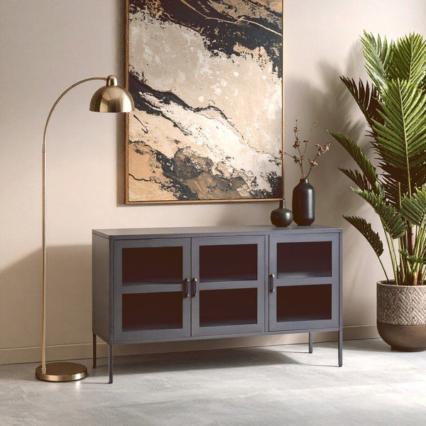 Pelēka tērauda vitrīna 140x80x45 cm Acier – Premier Housewares-image-3