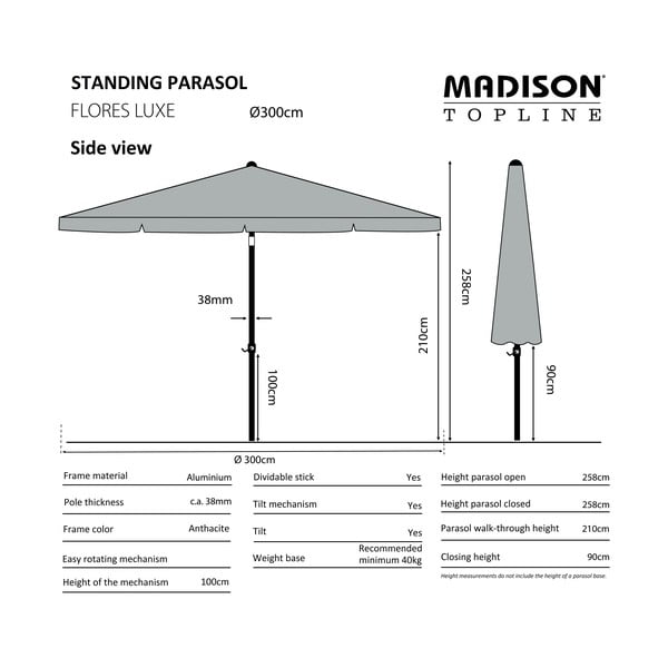 Zils saulessargs ø 300 cm Flores – Madison-image-1