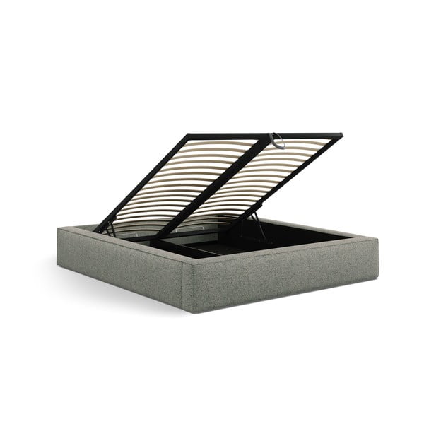 Zaļa polsterēta divvietīga gulta ar veļas kasti ar redelēm 180x200 cm Simon Darren – Micadoni -image-4