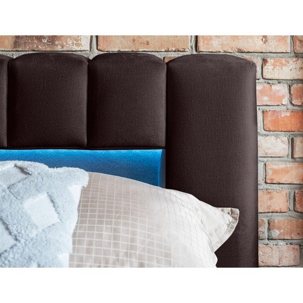 Tumši brūna polsterēta divvietīga gulta ar veļas kasti un ar redelēm 160x200 cm Lamica – ELTAP-image-4