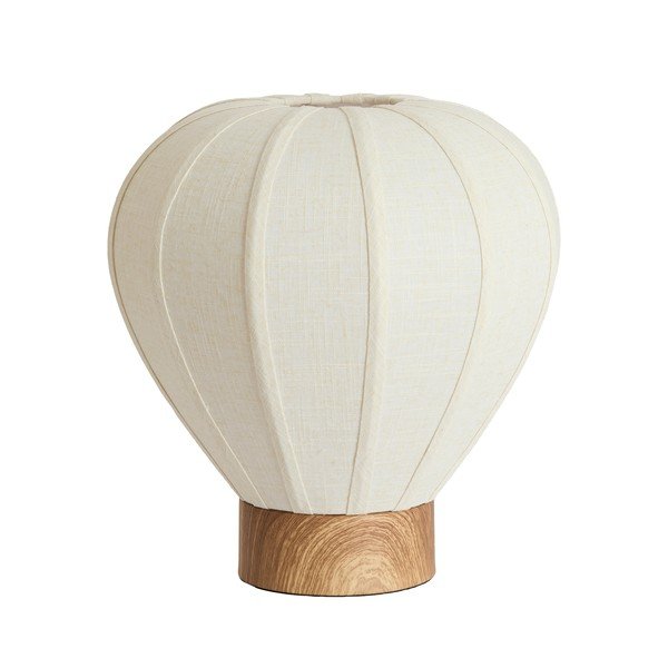 Krēmkrāsas metāla galda lampa ar auduma abažūru (augstums 36 cm) Kyzo – Light & Living