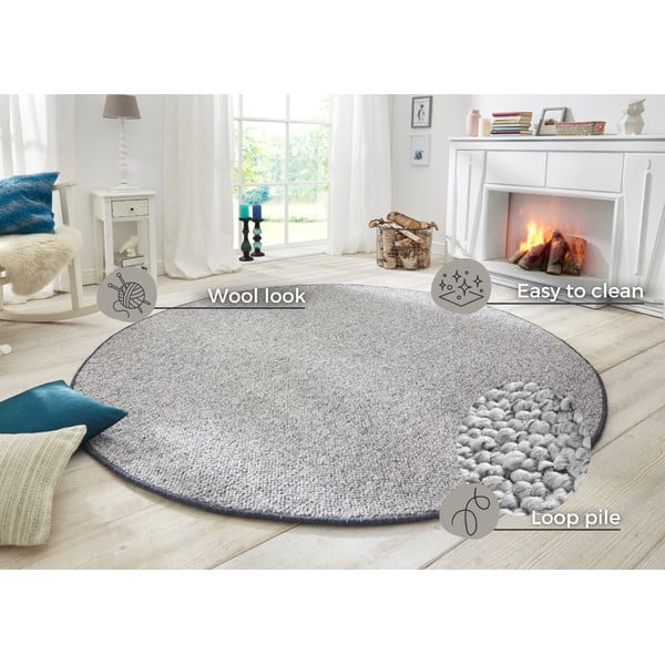 Pelēks apaļš paklājs ø 133 cm Wolly – BT Carpet-image-4
