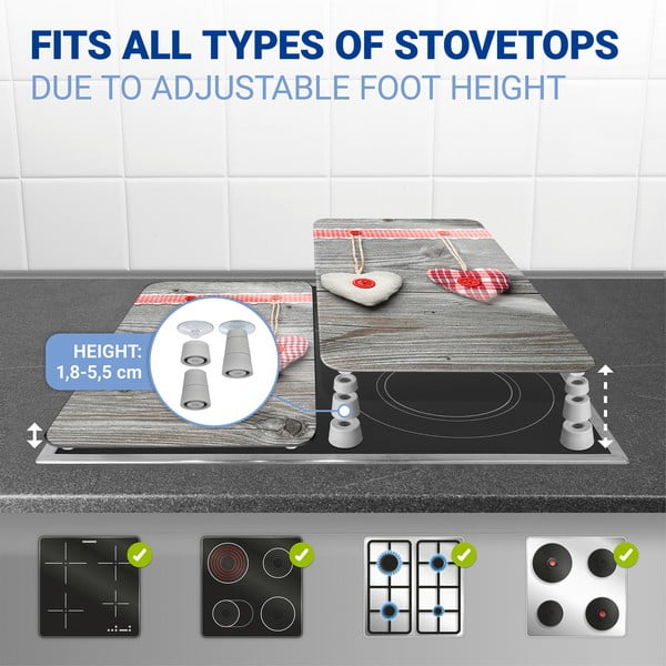 Stikla aizsargplāksnes plītij (2 gab.) Wenko Heart, 52 x 30 cm-image-3