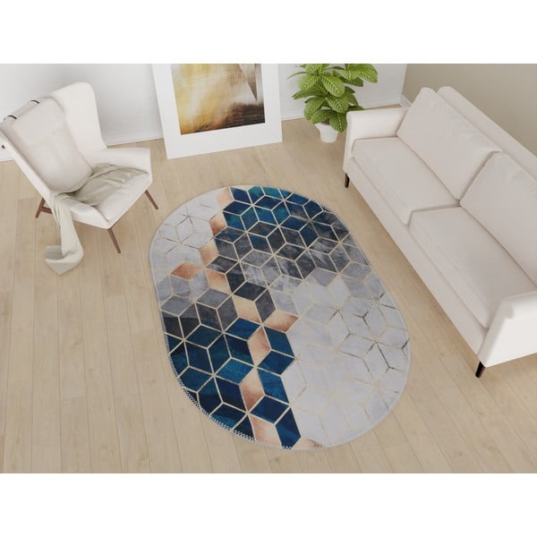 Balts/zaļganzils mazgājams paklājs 60x100 cm – Vitaus-image-1