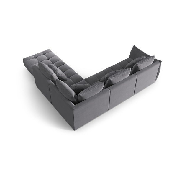 Tumši pelēks samta stūra dīvāns (ar labo stūri/L veida) Bloom – Micadoni -image-3