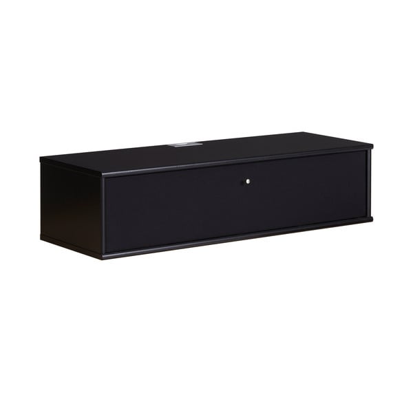 Melns TV galdiņš ar oškoka imitāciju 89x22 cm Mistral – Hammel Furniture-image-3