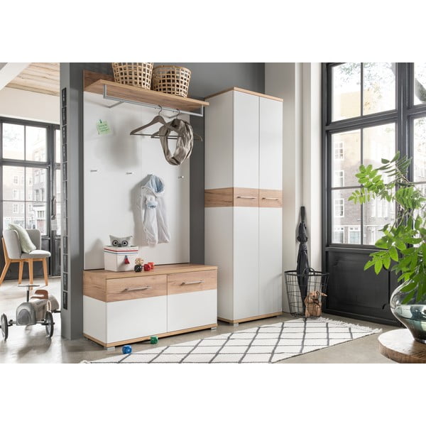 Balts dabīga toņa ozolkoka imitācijas skapis 59x199 cm Topix – Germania-image-1