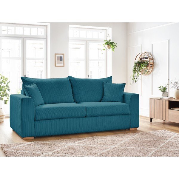 Zils velveta salokāms dīvāns 225 cm Augustin – Bobochic Paris-image-1