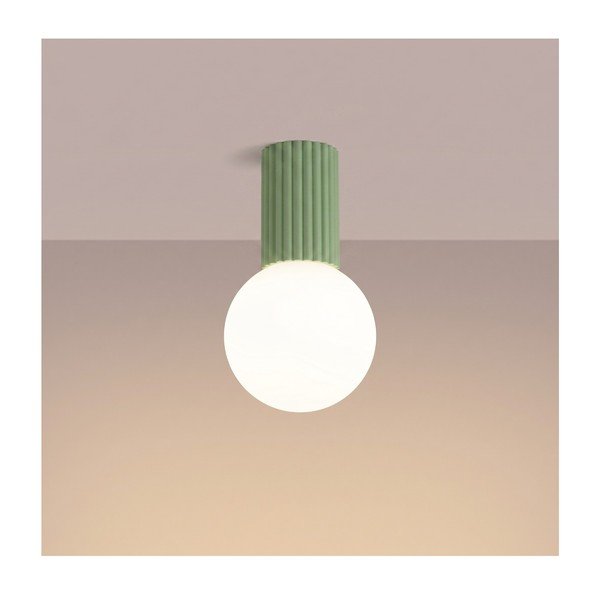Salvijas zaļa griestu lampa no opāla stikla ø 12 cm Orbital – Sollux-image-2