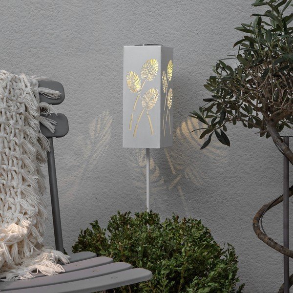 Balta metāla LED āra lampa ar saules baterijām Star Trading Albaleaf-image-1