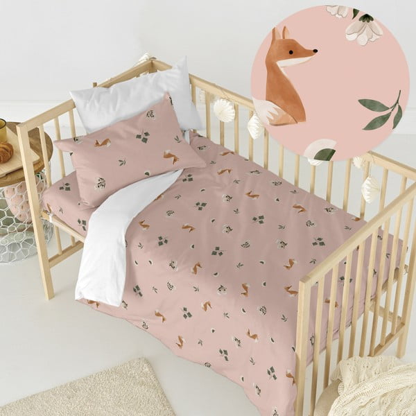 Kokvilnas bērnu gultas veļa bērnu gultiņai 100x120 cm Fox forest – Happy Friday