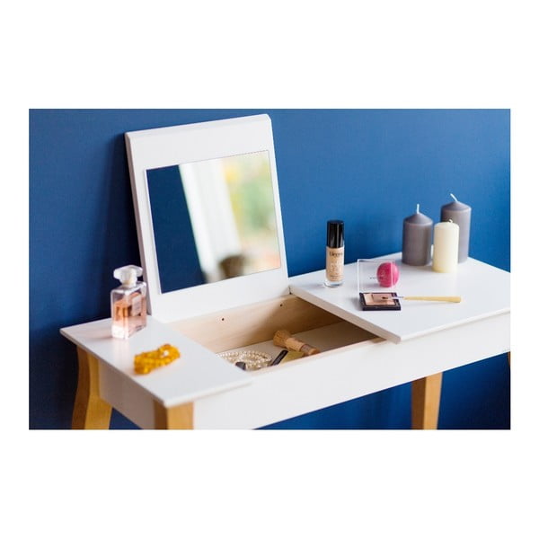 Balts tualetes galdiņš ar spoguli Ragaba Dressing Table, garums 65 cm-image-1