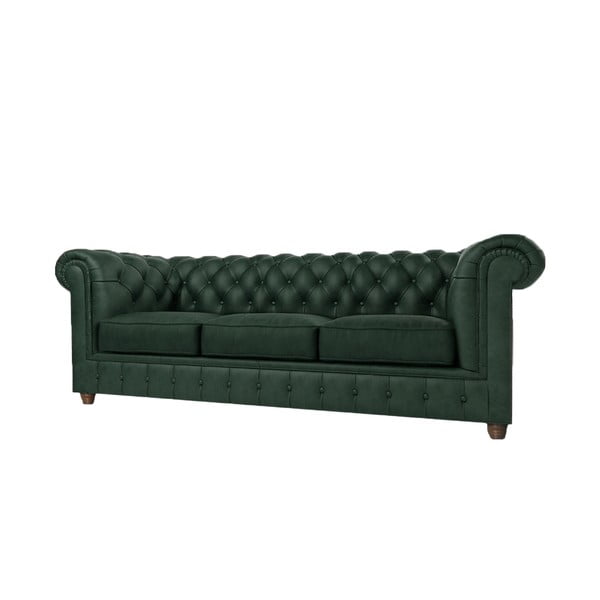 Tumši zaļš samta dīvāns 230 cm Cambridge – Ropez