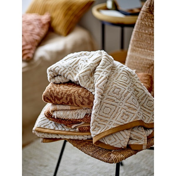 Sinepju dzeltens/krēmkrāsas kokvilnas dvielis 100x50 cm Malou – Bloomingville-image-1