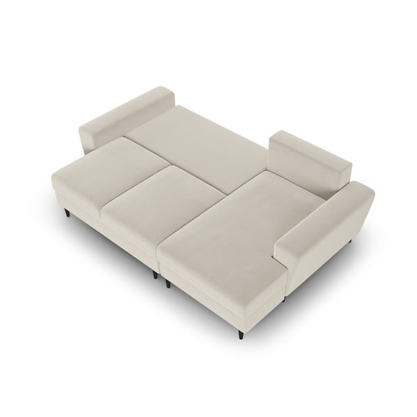Bēšs samta salokāms stūra dīvāns ar uzglabāšanas vietu (ar labo stūri/ar zvilni) Kyoto – Cosmopolitan Design-image-2