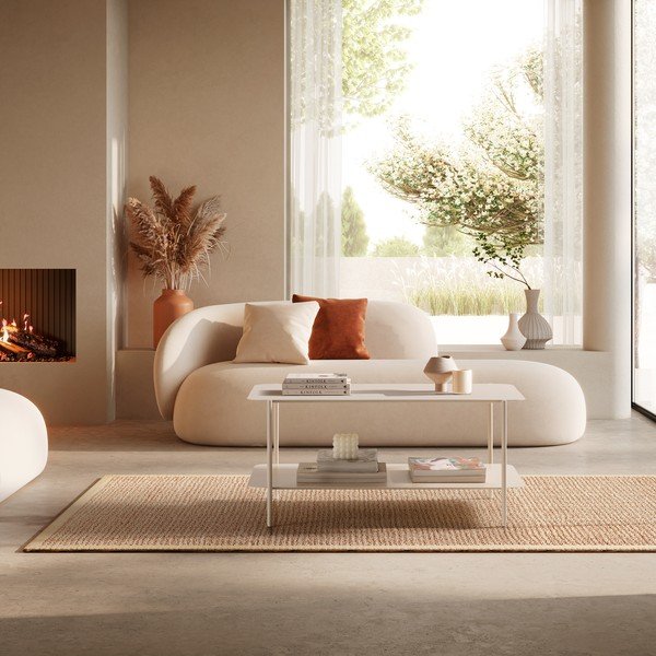 Krēmkrāsas metāla žurnālgaldiņš 58x90 cm Beatrix – MOME-image-1