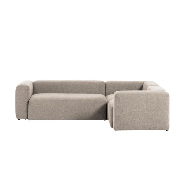 Bēšs stūra dīvāns no šenila auduma Blok – Kave Home-image-2