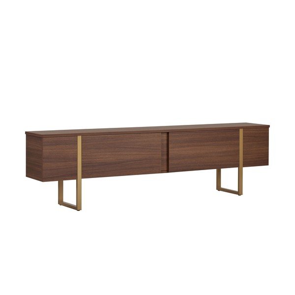 Tumša dabīga toņa TV galdiņš ar riekstkoka imitāciju 180x50x30 cm Onera – Kalune Design