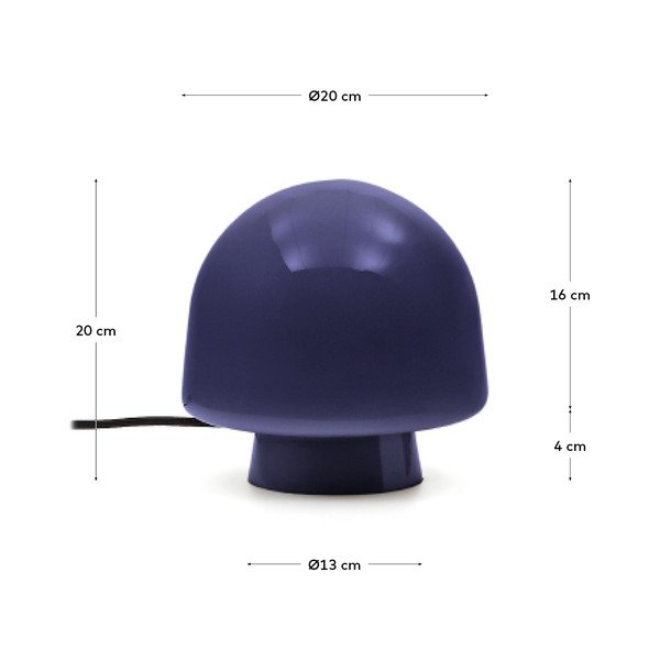 Tumši zila galda lampa ar stikla abažūru (augstums 20 cm) Reig – Kave Home-image-4