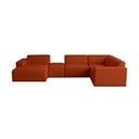 Ķieģeļu sarkans stūra dīvāns no buklē auduma (U veida) Roxy – Scandic