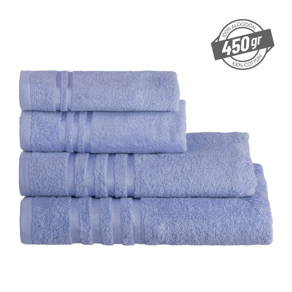 Zils frotē kokvilnas dvielis 50x100 cm Simple – Casa Selección-image-4