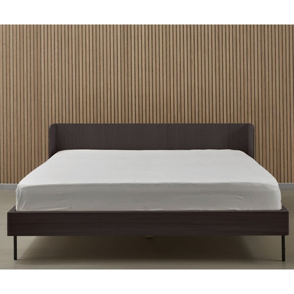 Melna divvietīga gulta ar ozolkoka imitāciju 180x200 cm Wrap – Bonami Selection-image-3