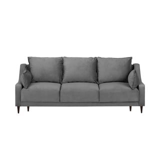 Pelēks samta izvelkamais dīvāns ar veļas kasti Mazzini Sofas Freesia, 215 cm