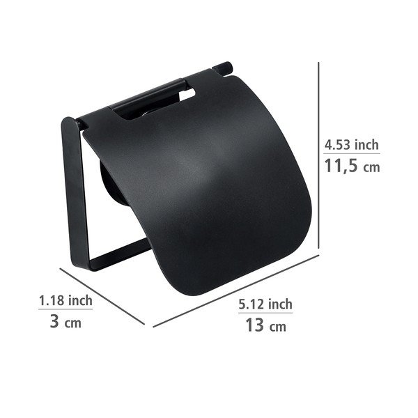 Melns sienas tualetes ruļļa turētājs Wenko Static-Loc® Plus-image-1