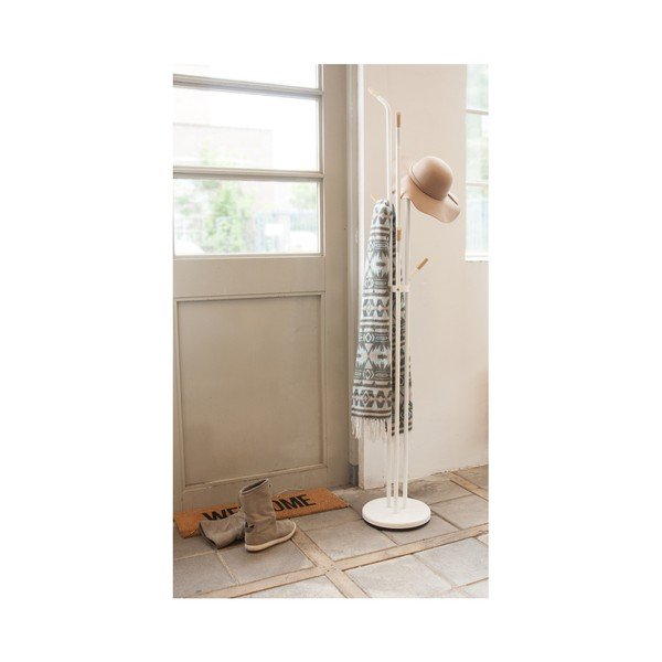 Balts mēteļu pakaramais ar koka detaļām Leitmotiv Fuss-image-1